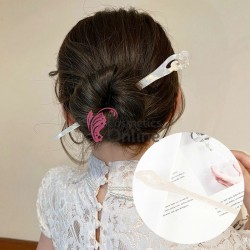 Bat Gheisa din plastic cu ornamente pentru par BCP03 Crem cu reflexii